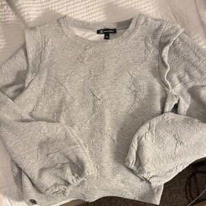 INC International Concepts Light Gray Leaf Pattern Top